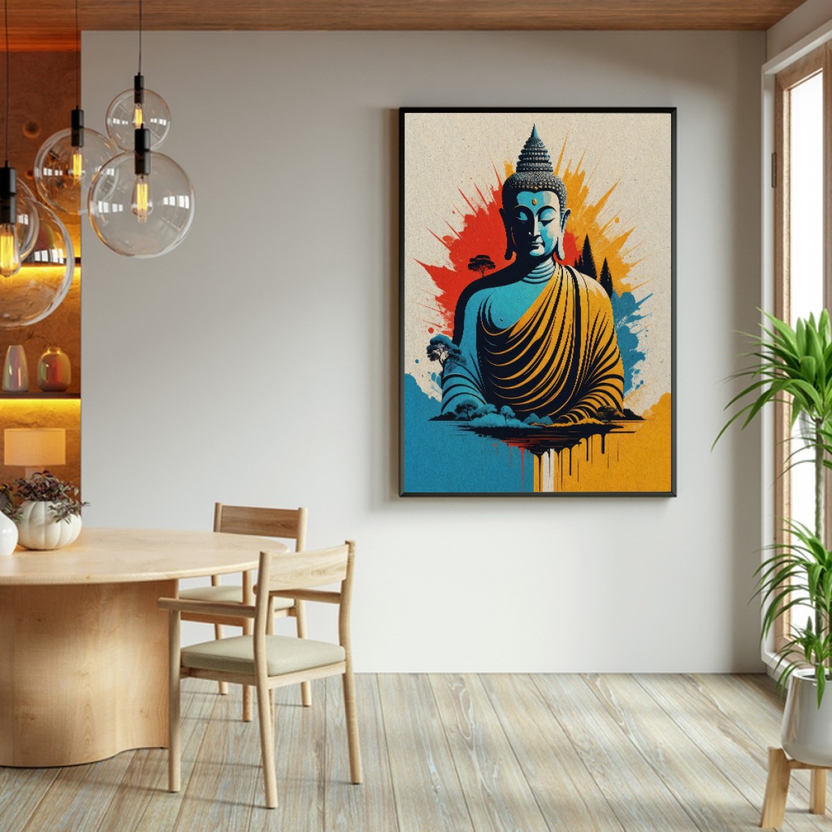 Colorful Abstract Buddha Canvas Art - Modern Spiritual Decor